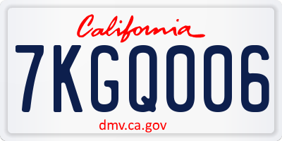 CA license plate 7KGQ006