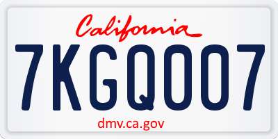 CA license plate 7KGQ007