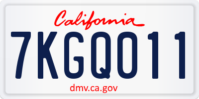 CA license plate 7KGQ011