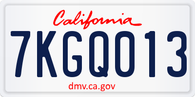 CA license plate 7KGQ013
