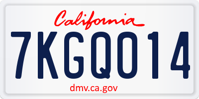 CA license plate 7KGQ014