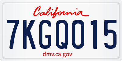 CA license plate 7KGQ015