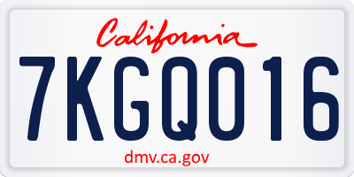 CA license plate 7KGQ016