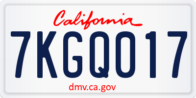CA license plate 7KGQ017