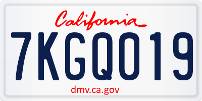 CA license plate 7KGQ019
