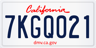 CA license plate 7KGQ021