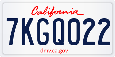 CA license plate 7KGQ022