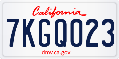 CA license plate 7KGQ023