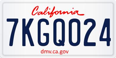CA license plate 7KGQ024