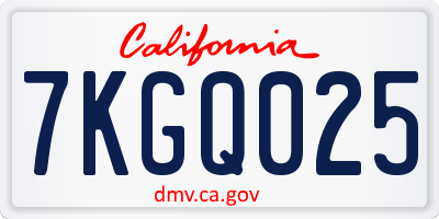 CA license plate 7KGQ025