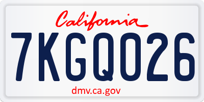 CA license plate 7KGQ026