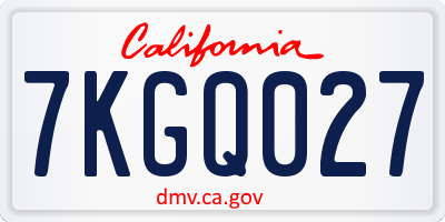 CA license plate 7KGQ027