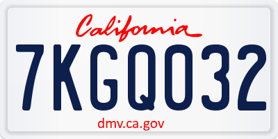 CA license plate 7KGQ032