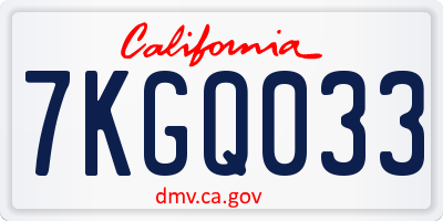 CA license plate 7KGQ033