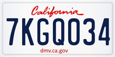 CA license plate 7KGQ034