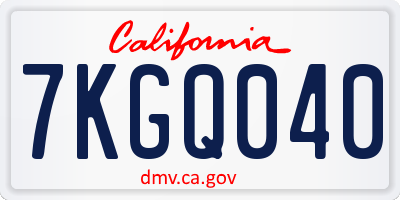 CA license plate 7KGQ040
