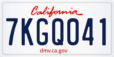CA license plate 7KGQ041