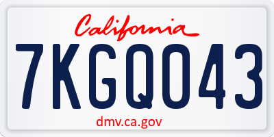 CA license plate 7KGQ043