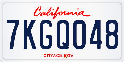 CA license plate 7KGQ048
