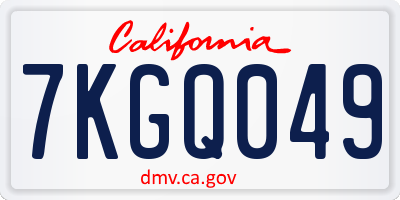 CA license plate 7KGQ049