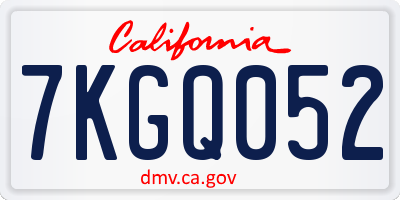 CA license plate 7KGQ052
