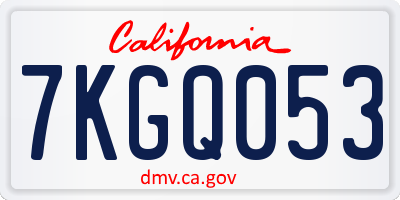 CA license plate 7KGQ053