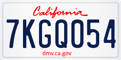 CA license plate 7KGQ054