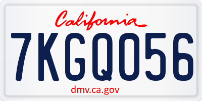 CA license plate 7KGQ056