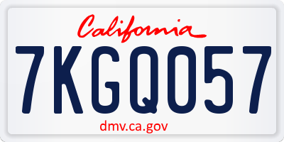 CA license plate 7KGQ057