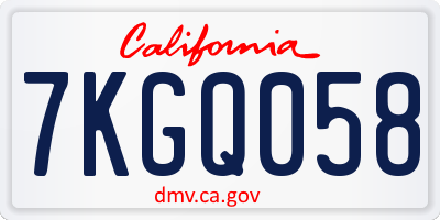 CA license plate 7KGQ058