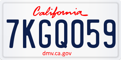 CA license plate 7KGQ059