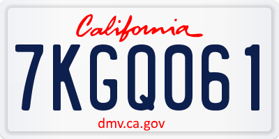 CA license plate 7KGQ061