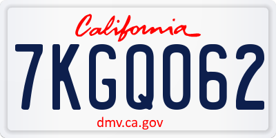 CA license plate 7KGQ062