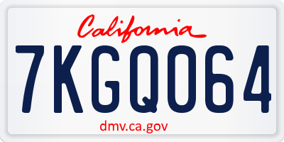 CA license plate 7KGQ064