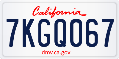 CA license plate 7KGQ067