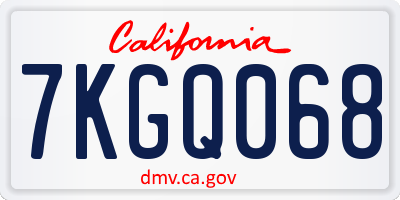 CA license plate 7KGQ068