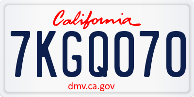 CA license plate 7KGQ070
