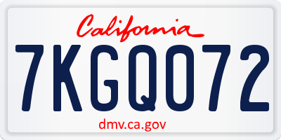 CA license plate 7KGQ072