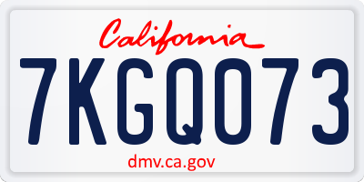CA license plate 7KGQ073