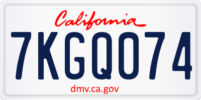 CA license plate 7KGQ074