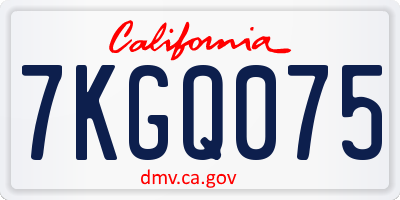 CA license plate 7KGQ075