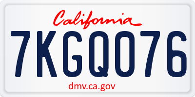 CA license plate 7KGQ076