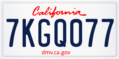 CA license plate 7KGQ077