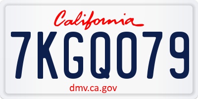 CA license plate 7KGQ079
