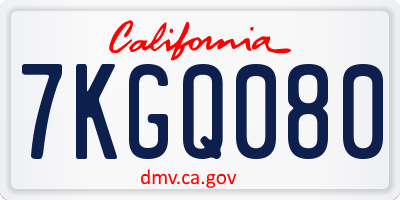 CA license plate 7KGQ080