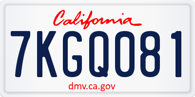 CA license plate 7KGQ081