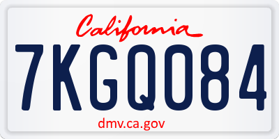 CA license plate 7KGQ084