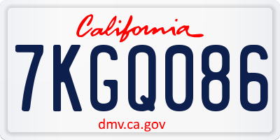 CA license plate 7KGQ086