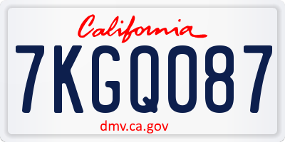 CA license plate 7KGQ087