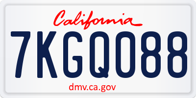 CA license plate 7KGQ088